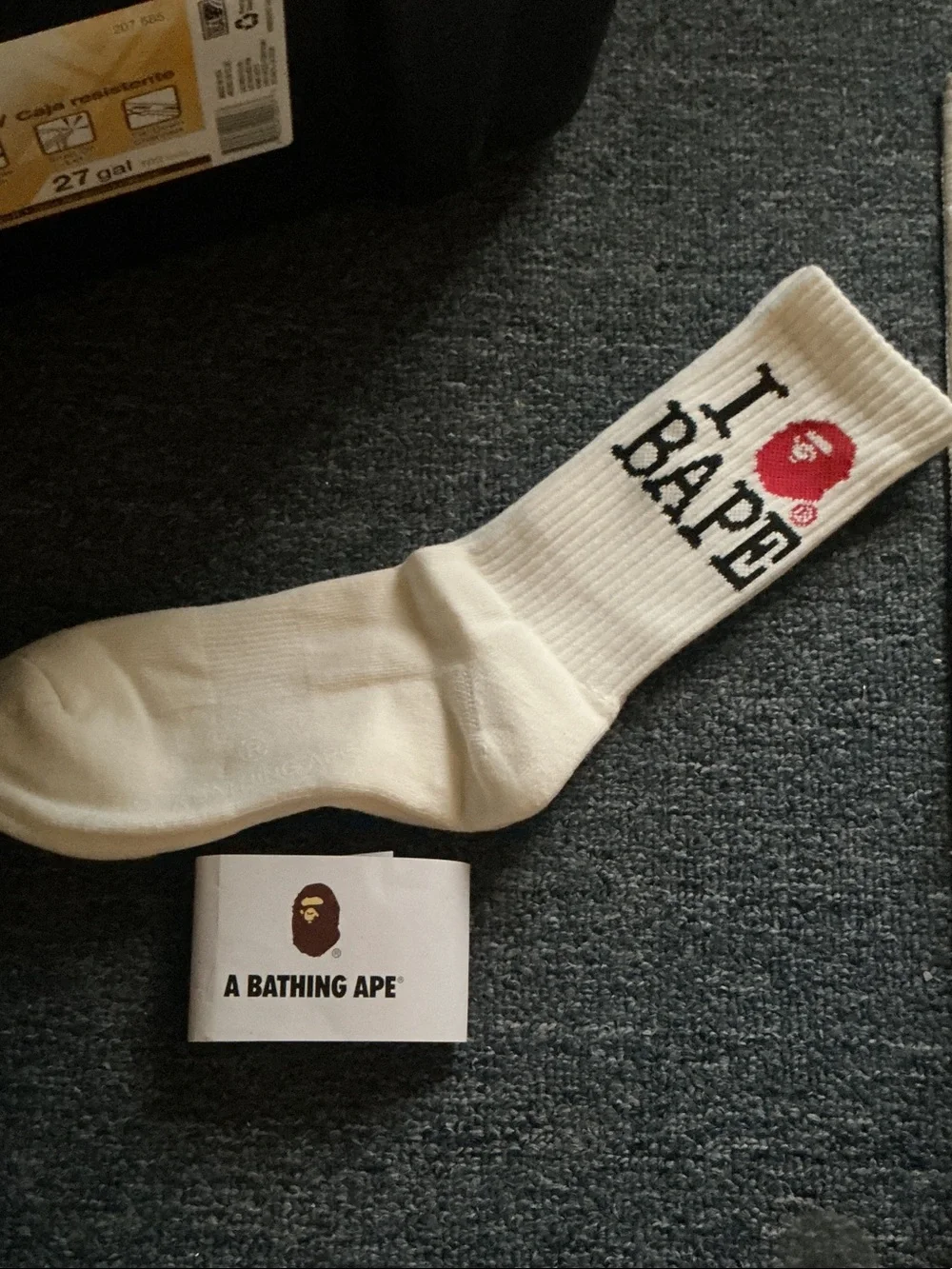 'I ❤️ BAPE' White Crew Socks
